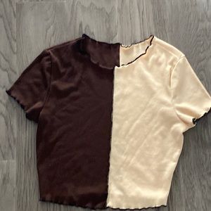 SHEIN no-tag split colour tee-shirt